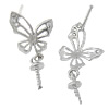 Sterling Silver Earring Drop Component, 925 Sterling Silver, Butterfly, plated, with cubic zirconia 