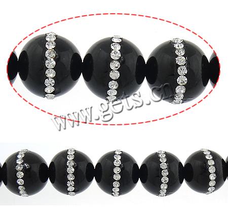 Rhinestone Agate Beads, Black Agate, Round, Customized & more sizes for choice, Hole:Approx 1.2mm, Length:Approx 15.5 Inch, Sold By Strand