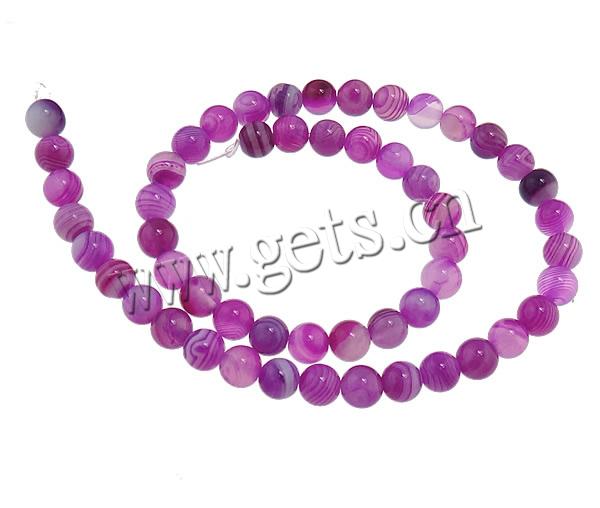 Natürliche Streifen Achat Perlen, rund, verschiedene Größen vorhanden, violett, Bohrung:ca. 0.8-1.2mm, Länge:ca. 15 ZollInch, verkauft von Strang