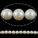 Perles de nacre rondes de culture d'eau douce, perle d'eau douce cultivée, naturel, blanc, Niveau AA, 9-10mm Environ 0.8mm pouce, Vendu par brin