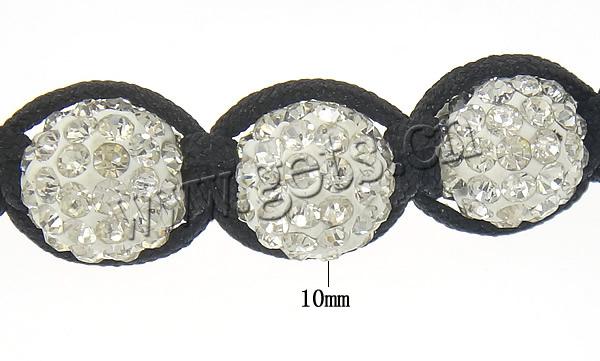 Strass Woven Ball Armbänder, Nylonschnur, mit Strass Ton befestigte Perelen & Hämatit, mit 40 Strasssteinen & einstellbar, 10mm, 8mm, Länge:ca. 11 ZollInch, verkauft von Strang