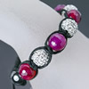 agate pourpre bracelet de Woven Ball, avec corde en nylon & alliage de zinc, facettes, 10mm, 8mm Environ 6 pouce, Vendu par brin