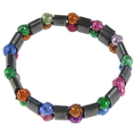 Plastic Beads Magnetic Bracelets, Hematite, with Copper Coated Plastic Inch 
