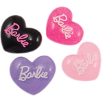 Colorful Powder Resin Cabochon, Heart, glitter & with letter pattern 