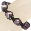 Gemstone Woven Ball Bracelets, Amethyst, with Nylon Cord, handmade, February Birthstone, 6-12mm Approx 6.7 Inch 