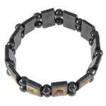 Perles en plastique Bracelets magnétiques  , Hématite, avec plastique revêtu de cuivre, normes différentes pour le choix pouce, Vendu par brin