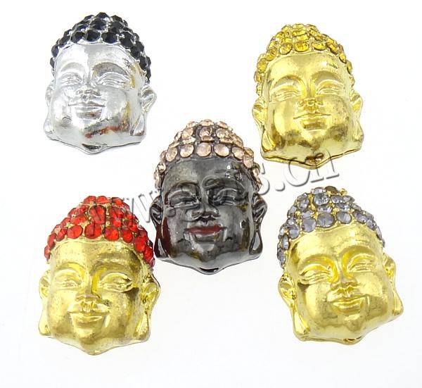 DIY Buddha Beads, Zinc Alloy, with Rhinestone, plated, Customized & enamel, more colors for choice, 18x14x12mm, Hole:Approx 2mm, Sold By PC
