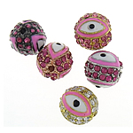 Zink Legierung Evil Eye Perlen, Strass, rund, plattiert, böser Blick- Muster & Emaille, keine, 10mm, Bohrung:ca. 2.5mm, verkauft von PC