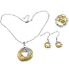 Fashion Stainless Steel Jewelry Sets, finger ring & necklace, Donut, plated, oval chain, 38mm, 28mm, 30mm, 15mm, 17mm, US Ring .5 