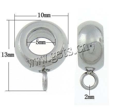 Stainless Steel Bail Bead, Donut, original color, 10x13x5mm, Hole:Approx 5, 2mm, Sold By PC