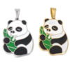 Stainless Steel Animal Pendants, Panda, plated, enamel Approx 