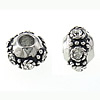 Stainless Steel European Beads, Rondelle, with flower pattern & without troll & with rhinestone & blacken Approx 5mm 
