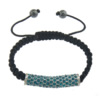 Zinc Alloy Woven Ball Bracelets, with Nylon Cord & Hematite, with rhinestone 8mm Approx 6-10 Inch 