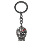 Rhinestone Zinc Alloy Key Chain, with enamel, Skull, with rhinestone, nickel, lead & cadmium free Approx 26mm .8 Inch 