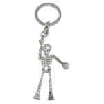 Rhinestone Zinc Alloy Key Chain, Skeleton, with rhinestone, nickel, lead & cadmium free Approx 25.6mm .0 Inch 