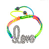 Zinc Alloy Woven Ball Bracelets, with Nylon Cord & Hematite, Letter, word love, with rhinestone, 8mm Approx 7-12 Inch 