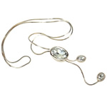 Цинкового сплава железа цепи ожерелье, цинковый сплав, с железный цепи & Кристаллы, Другое покрытие, не содержит никель, свинец длина:34.6 дюймовый, продается Strand