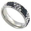 Нержавеющая сталь Rhinestone палец кольцо, нержавеющая сталь, с клей, со стразами, размер:9, продается PC