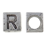 Zinc Alloy Alphabet Beads, Cube, antique silver color plated nickel, lead & cadmium free Approx 5mm 