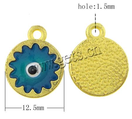 Zinc Alloy Flat Round Pendants, plated, Customized & enamel, more colors for choice, 12.5x12.5x2mm, Hole:Approx 2mm, Sold By PC