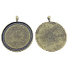Brass Pendant Cabochon Setting, Flat Round, plated Approx Inner Approx 40mm 