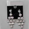 Cubic Zircon (CZ) Drop Earring, Brass, Flower, platinum color plated, with cubic zirconia & faceted Grade AAA Approx 1.4 Inch 