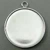 Brass Pendant Cabochon Setting, Flat Round, plated Inner Approx 