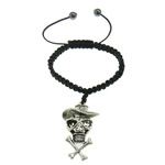Bracelets de Woven Ball En alliage de zinc, avec corde en nylon & Hématite, Croix avec tête de mort, fait à la main 8mm Environ 6-11 pouce, Vendu par brin