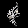 Zinc Alloy Brooch Finding, Flower, plated, Customized & with glass pearl & with rhinestone 