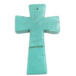 Pendentifs Turquoise naturelle, croix, vert Environ 1mm, Vendu par PC