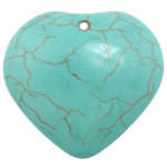 Synthetic Turquoise Pendants, Heart, blue Approx 3mm 