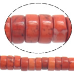 Окрашенная природных бирюзовые бусы, Окрашенная бюрюза, Круглая форма, красный, 5.5-6.5x1.5-4mm, отверстие:Приблизительно 1mm, длина:Приблизительно 15.5 , 126ПК/Strand, продается Strand
