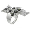 Brass Open Finger Ring, with Abalone Shell, platinum color plated, adjustable & with rhinestone 18.5mm, US Ring .5 