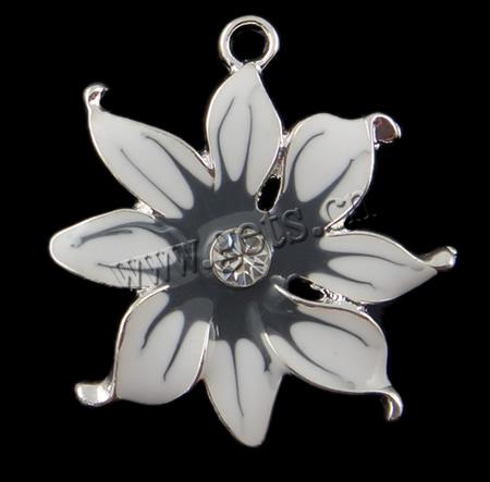 Zinc Alloy Flower Pendants, plated, enamel & with rhinestone, more colors for choice, Hole:Approx 2mm, Sold By PC