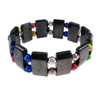Hématite bracelet, avec Acrylique, styles différents pour le choix, grade A 5.5mm pouce, Vendu par brin