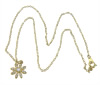 Brass Cubic Zirconia Necklace, Flower, gold color plated, oval chain & with cubic zirconia Approx 18 Inch 