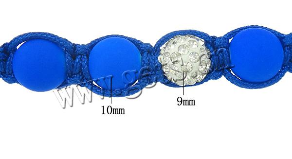 Glass Woven Ball Bracelets, with Rhinestone Clay Pave Bead & Nylon Cord, rubberized, more colors for choice, 10mm, 9mm, Length:Approx 7-11 Inch, Sold By Strand