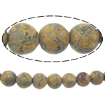 豹柄の石, レオパードスキンストーン(豹皮石), ラウンド形, 選択のためのより多くのサイズ, 穴:約 1.5mm, 長さ:約 15 インチ, 売り手 ストランド