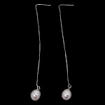 Pendiente de gota de perlas de plata esterlina, plata de ley 925, con Perlas cultivadas de agua dulce, chapado, más colores para la opción, 8x94x8mm, longitud:aproximado 3.7 Inch, Vendido por Par