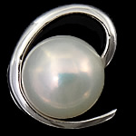 Cultured Pearl Sterling Silver Pendants, 925 Sterling Silver, with Freshwater Pearl, Oval, platinum plated Approx 2.5mm 