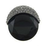 Zinc Alloy Shank Button, with Glass, Oval, plumbum black color plated, faceted & with rhinestone Approx 2mm 