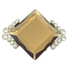 Zinc Alloy Shoes Buckle, with Glass, Rhombus, gold color plated, faceted & with rhinestone 