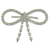 Brass Buckle, Bowknot, platinum color plated, with rhinestone 