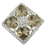 Zinc Alloy Shoes Buckle, with Glass, Rhombus, platinum color plated, faceted & with rhinestone 