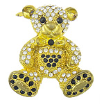 Zinc Alloy Shoes Buckle, Bear, gold color plated, with rhinestone 