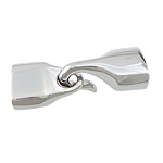 Stainless Steel Hook and Eye Clasp, with end cap, original color  32mm Approx 