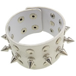 Men Bracelet, Zinc Alloy, with Cowhide, white, nickel, lead & cadmium free, 42mm .5 Inch 
