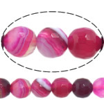 Natürliche Streifen Achat Perlen, rund, Kundenindividuell & Weitere Größen für Wahl & facettierte, rosarot, Bohrung:ca. 1-1.5mm, Länge:ca. 15 ZollInch, verkauft von Strang
