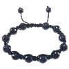 pierre bleue d'or bracelet de Woven Ball, avec corde en nylon, Rond Environ 7-9 pouce, Vendu par brin