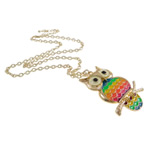 Zinc Alloy Iron Chain Necklace, with iron chain, Owl, enamel, nickel, lead & cadmium free Inch 